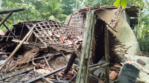 Foto : Rumah Milik Miska (52), Warga Desa Sindangrasa, Banjaranyar, Ambruk Rata Dengan Tanah, Rabu (07/02/2024)